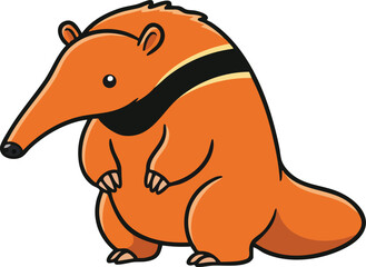 Fototapeta premium Anteater cartoon character illustration with orange and black colors vector design for children and education purposes 