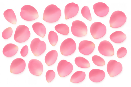 Pink rose petals falling on transparent background