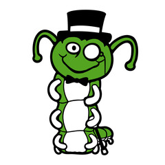 Caterpillar Sir Rich Man Monocle Glasses Top Hat