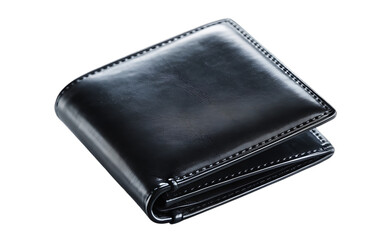 Classic Black Leather Bifold Wallet with Stitched Edge Detailing