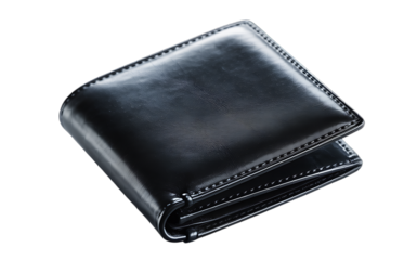 Classic Black Leather Bifold Wallet with Stitched Edge Detailing