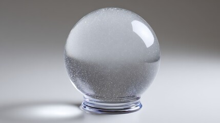Clear crystal sphere with bubbles capturing light for decorative use