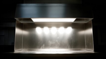Modern kitchen ventilation hood with led lighting overhead