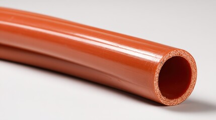 Close up view of orange pipe with smooth finish and curved shape