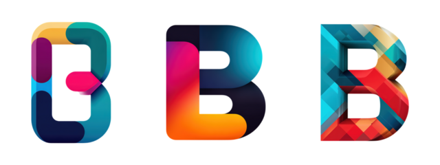  Letter B Shape Logo Set on Transparent Background