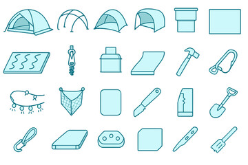 Camping gear and tools laid out for outdoor adventure preparation in a simple and organized manner