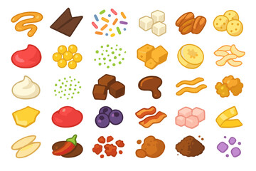 Variety of colorful candies and snacks on a white background ideal for dessert lovers
