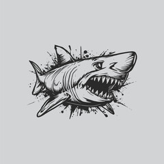 Cartoon-Style Shark in Aggressive Pose