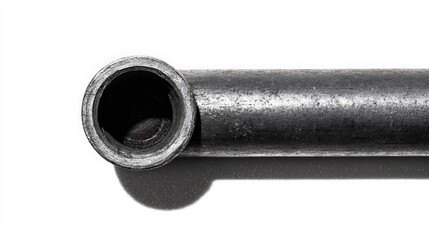 Close up of metal pipe with smooth texture and light reflection