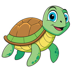 Vector art of cute cartoon turtle