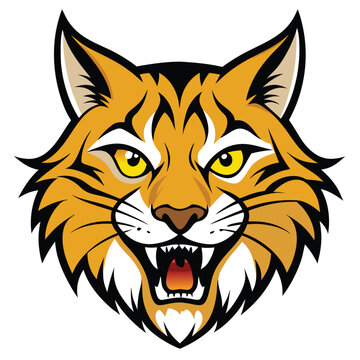 Vector art of angry bobcat head mascot
