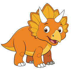 Vector art of cute cartoon triceratops dinosaur