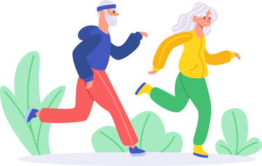 Fototapeta premium Senior couple running enjoying active healthy lifestyle