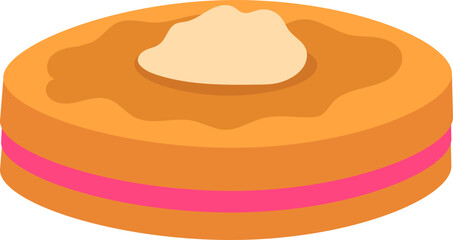 Layer cake with cream and jam illustration