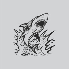 Epic Shark Splash Logo Concept in Vector