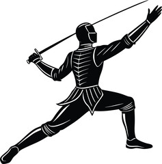 Warrior knight holding sword vector illustration