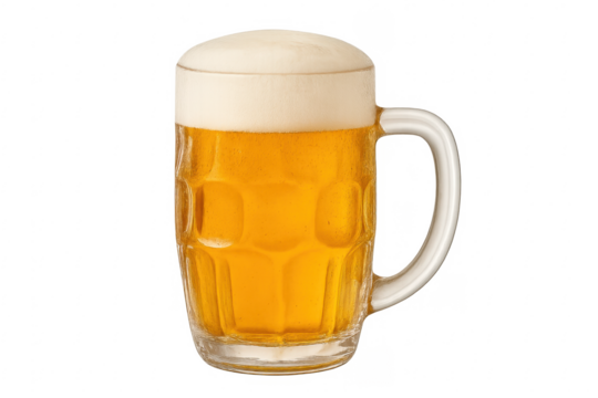 Beer mug poured with golden lager, transparent background - Powered by Adobe