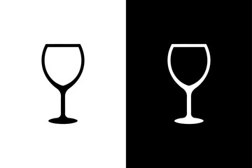 Simple Wine Glass Icon – Monochrome Drink and Party Symbol.