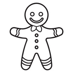 Illustration of a gingerbread man with a smiling face and buttons, isolated on white background the gingerbread man is standing with its arms outstretched and its legs slightly apart