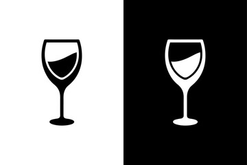 Black and White Wine Glass Icon – Beverage and Celebration Vector.