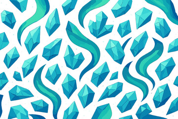 Colorful crystal pattern design with vibrant turquoise shades and smooth flowing lines suitable for various creative projects