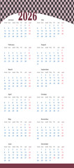 Modern 2026 calendar design with a clean and organized layout.Fully editable and print-ready,ideal for personal or corporate use.standard size 11*17inches for a clear and elegant look.