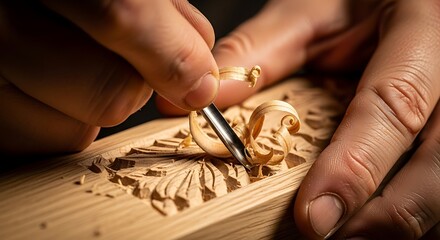 Intricate wood carving craftsmanship showcasing precise detail and artisanal skill demonstrating handwork