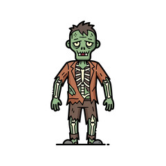 Cartoon Zombie Character Standing Upright.