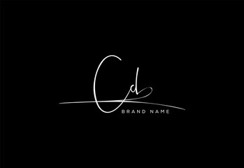 CD letter beauty cursive handwriting logo.