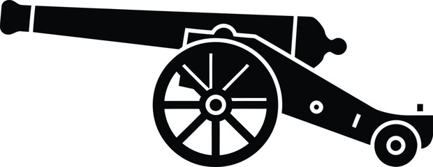Silhouette of a historic cannon on wheels