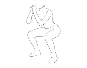 A person is doing a squat exercise in outline style