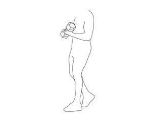 Line drawing of a person lifting a dumbbell