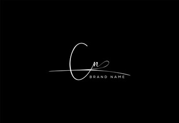 CN letter beauty cursive handwriting logo.