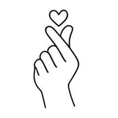 Hand gesture forming a heart shape with fingers and a small heart above