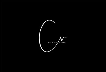 CV letter beauty cursive handwriting logo.