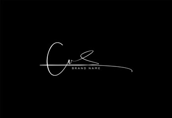 CU letter beauty cursive handwriting logo.