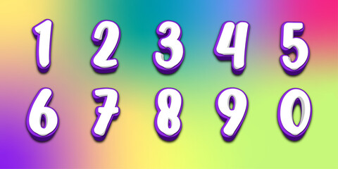 numbers art 3d numbers baby numbers purple
