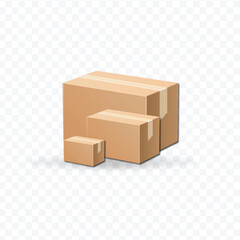 Cargo Package Stack Sealed Cardboard Boxes Realistic Style Isolated White Background