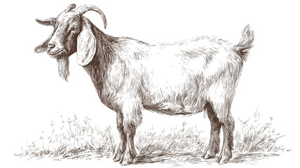 Full Body Goat Vector Illustration for Farm Animal Designs