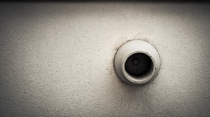Close up of round vent on textured wall featuring neutral colors