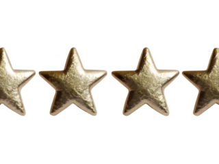 Gold star shaped stud earrings on isolated on a transparent background stars