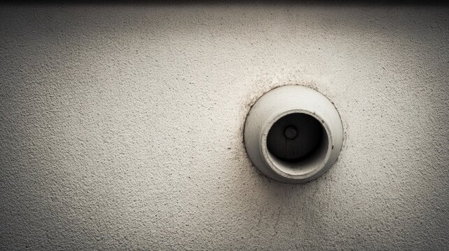 Close up of round vent on textured wall featuring neutral colors
