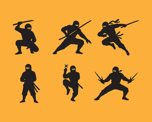 vector illustration of a silhouette of a ninja