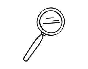Magnifying glass classic style line art monochrome hand drawn