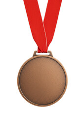 Bronze medal with red ribbon award