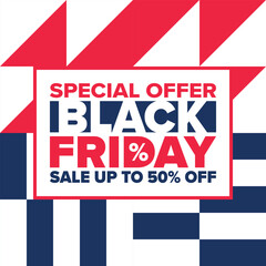 Fototapeta premium Black Friday. Sale up to 90% off. Biggest sale of the year. Special offer banner. Holiday shopping in United States. Super season deal in November. Discount badge. Creative vector template