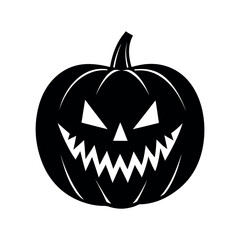 Silhouette of Halloween Pumpkin on White Background
