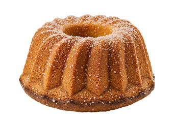 Bundt cake with sugar crystals isolated on transparent background