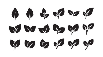 Fototapeta premium Collection of diverse silhouette leaf designs for nature and growth themed projects