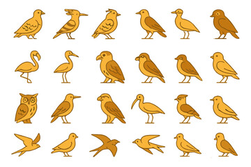 Obraz premium Collection of bird illustrations in various poses and styles showcasing their unique characteristics and colors